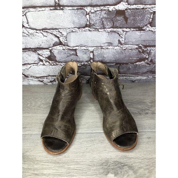 Baske California Ariel Olive Leather Lace Zip Open Toe Heel Sandals Women 6M US - Picture 2 of 16